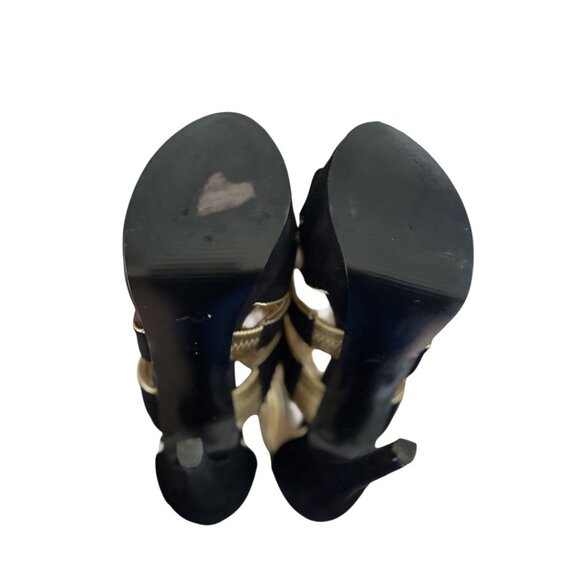 GUESS BLACK/GOLD STILETTO PARTY STRAPPY HEELS SIZE‎ 5 EUC - Picture 5 of 5
